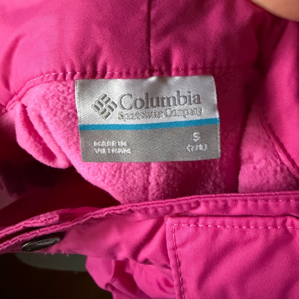Columbia Girls Pink Snow Pants Size Small 7/8 Insulated Winter Ski Cargo Pants - Picture 3 of 13